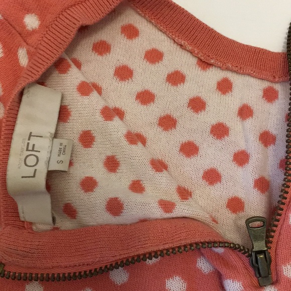 🎈LOFT pink and white polka dot sweater - Picture 5 of 6
